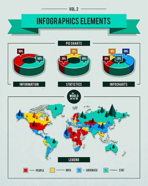 Diseño infográfico de mapa mundial