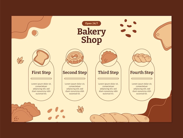 Diseño infográfico de panadería dibujado a mano
