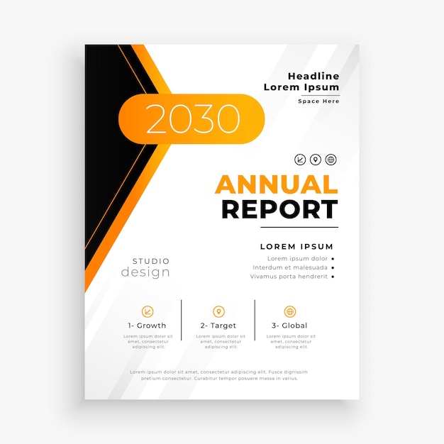 El diseño del informe anual corporativo muestra los datos anuales con estilo