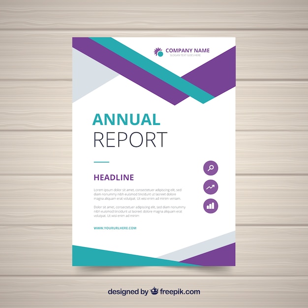 Vector gratuito diseño de informe anual en estilo geométrico