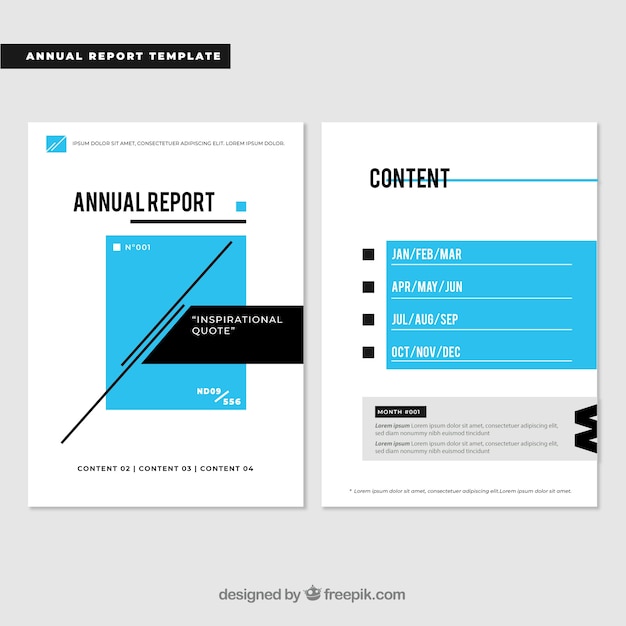 Diseño de informe anual en estilo plano