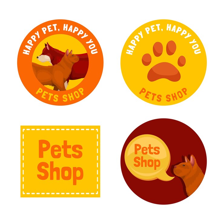 Vector gratuito diseño de insignias de tienda de mascotas dibujadas a mano