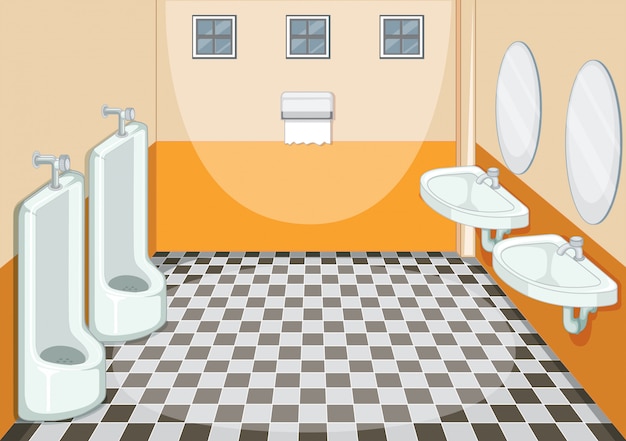 Diseño interior del baño masculino.