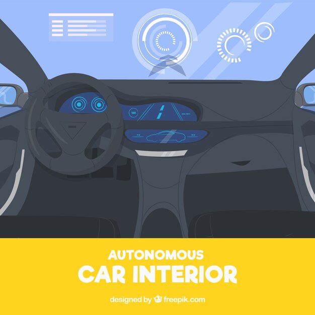 Diseño interior futurista de coche autónomo