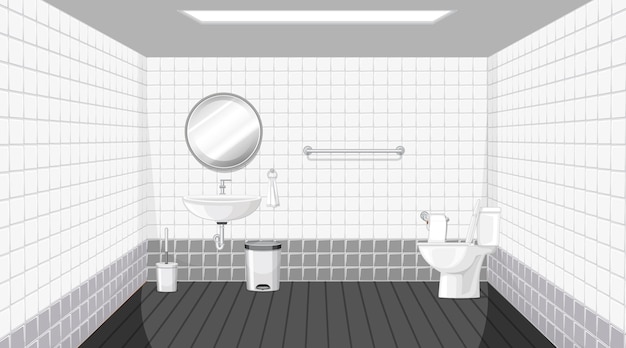 Vector gratuito diseño de interiores de baño con muebles.