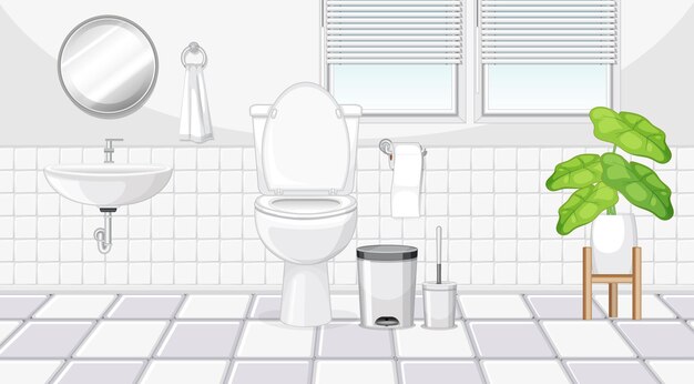 Diseño de interiores de baño con muebles.