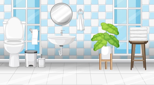 Diseño de interiores de baño con muebles.