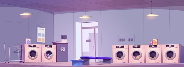 Vector gratuito diseño de interiores de lavandería pública