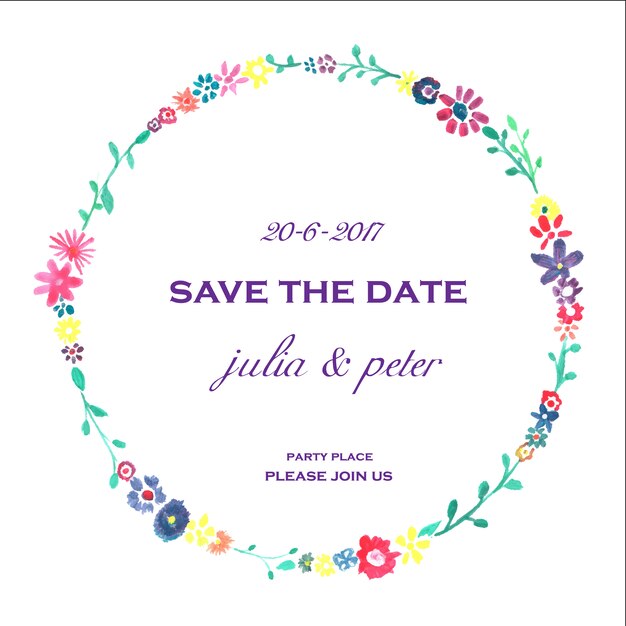 Diseño de invitación de boda floral