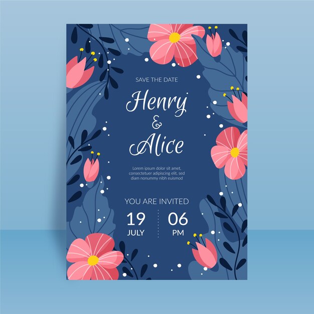 Diseño de la invitación de la boda floral