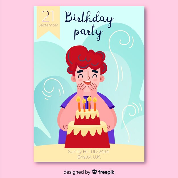 Diseño de invitación de cumpleaños de niños hermosos