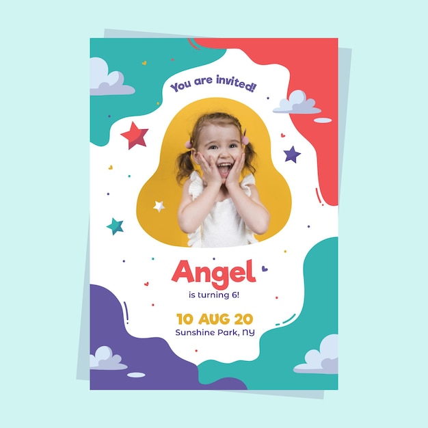 Vector gratuito diseño de invitación de cumpleaños para niños