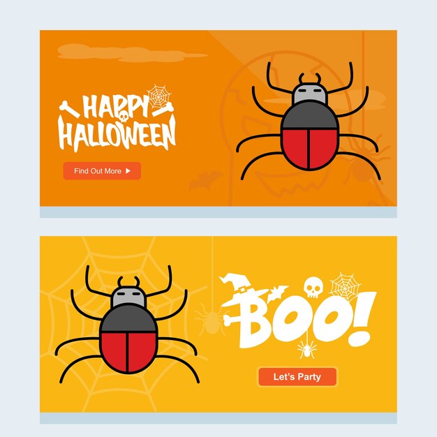 Diseño de invitación feliz Halloween con vector de araña