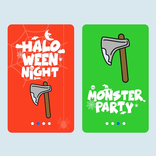 Diseño de invitación de feliz halloween con vector de hacha