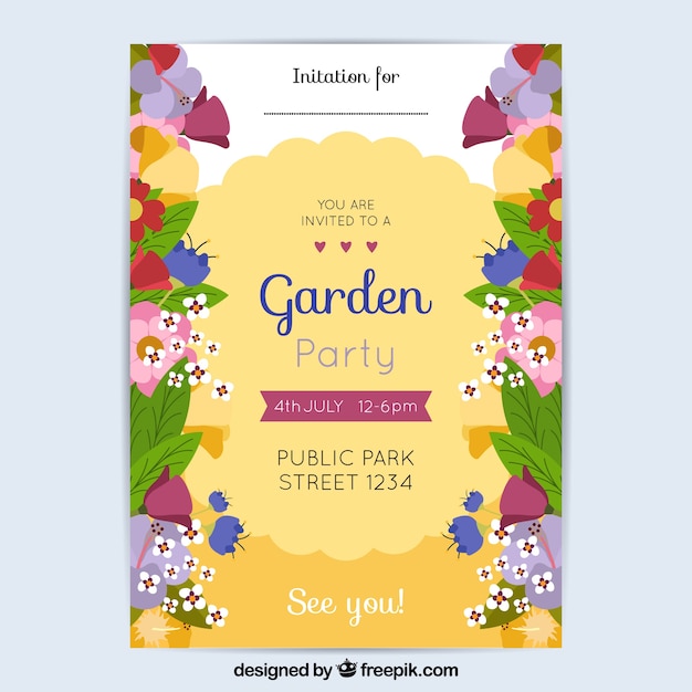 Diseño de invitación de fiesta en jardín