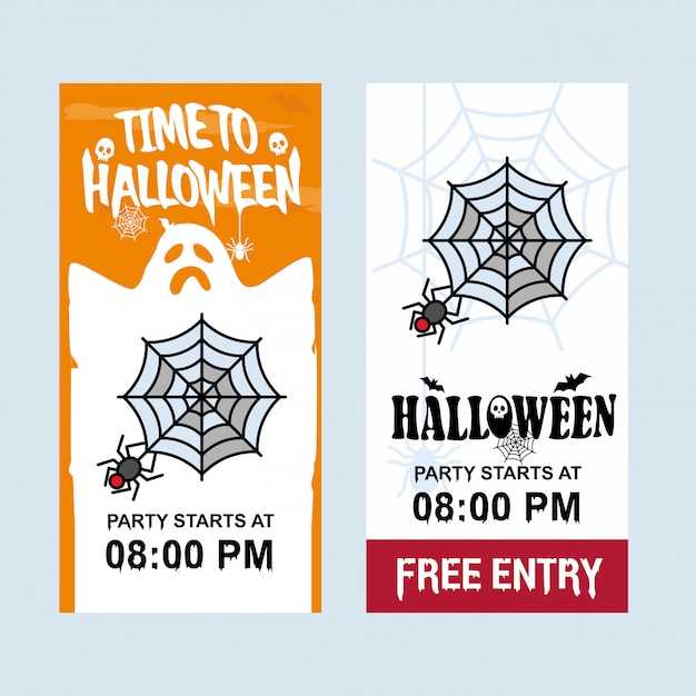 Diseño de invitación de Halloween feliz con vector de araña