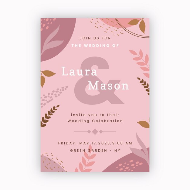Diseño de invitación de plantilla de boda floral