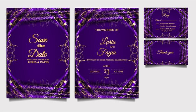 diseño de invitaciones de boda elegantes de lujo