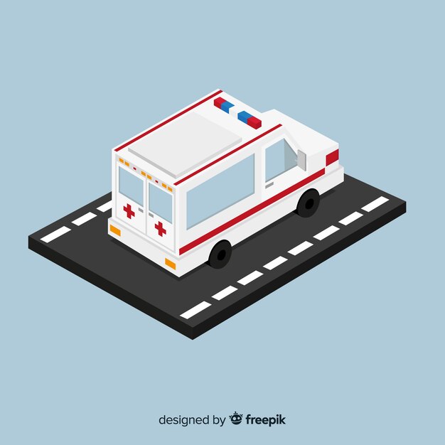 Diseño isométrico de ambulancia