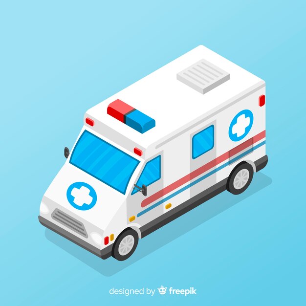 Diseño isométrico de ambulancia