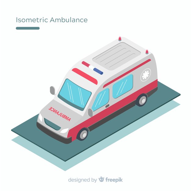 Diseño isométrico de ambulancia