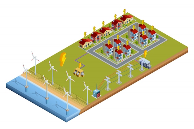 Diseño isométrico de la estación de generación de energía eléctrica