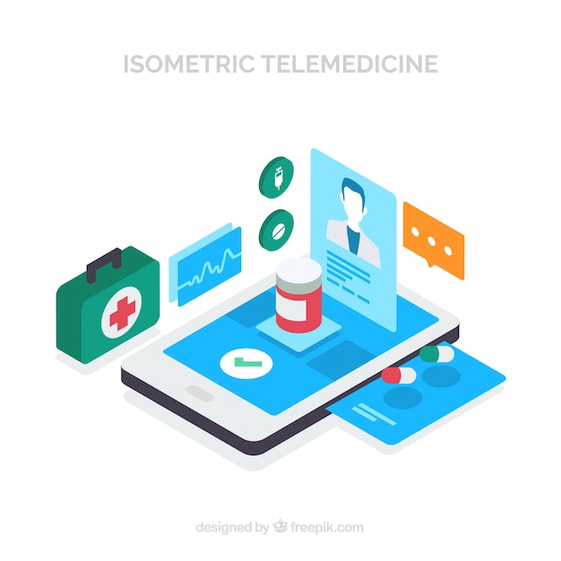 Diseño isométrico moderno de médico online