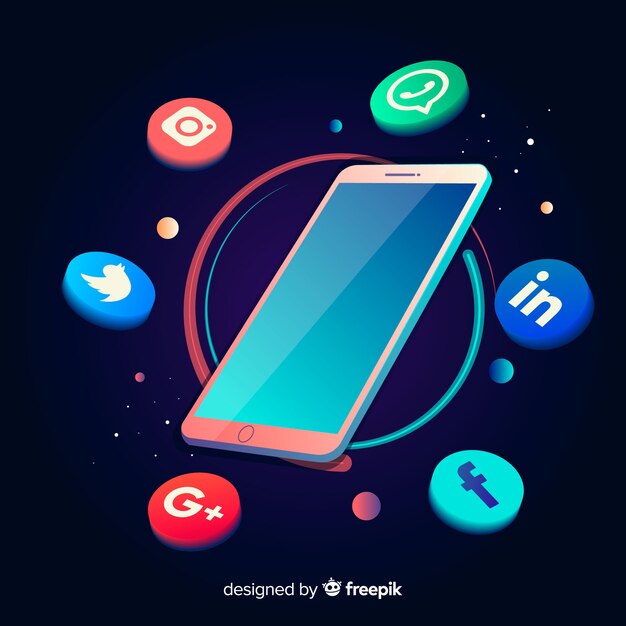Diseño isométrico smartphone antigravedad