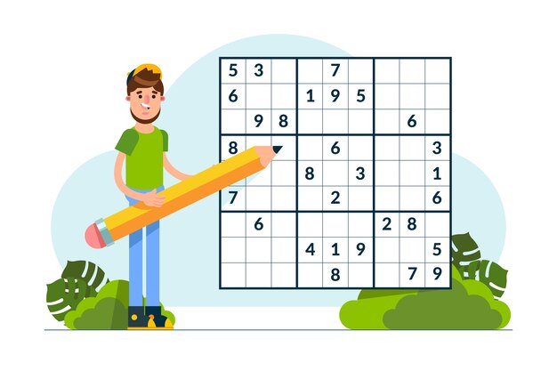 Diseño de juego de sudoku de diseño plano dibujado a mano