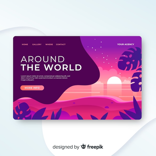 Diseño de landing page para agencias de viajes. página de aterrizaje, página de destino. plantilla editable