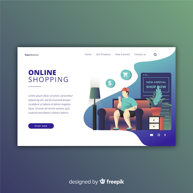 Vector gratuito diseño de landing page, página de destino, página de aterrizaje para empresas