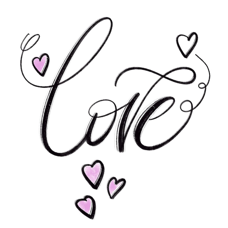 Vector gratuito diseño de letras de amor dibujadas a mano para el día de san valentín