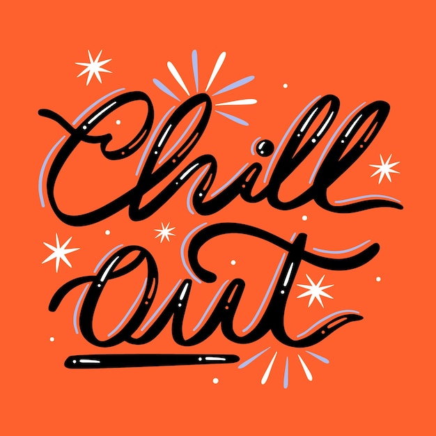 Vector gratuito diseño de letras chill out planas dibujadas a mano