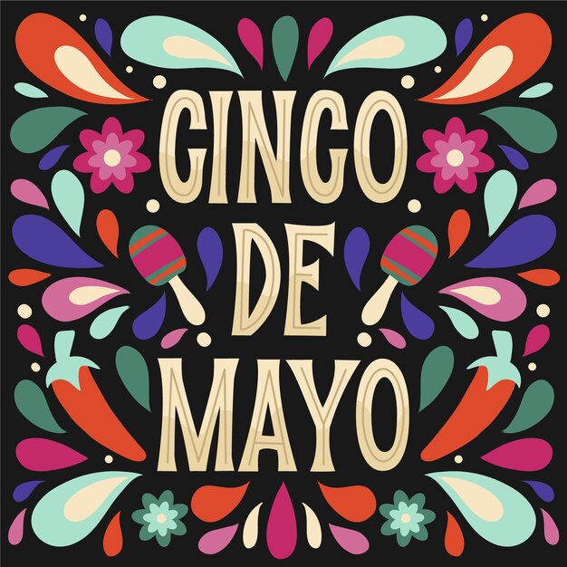 Diseño de letras del cinco de mayo