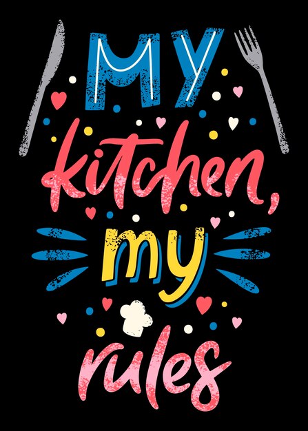 Diseño de letras de cocina dibujadas a mano.