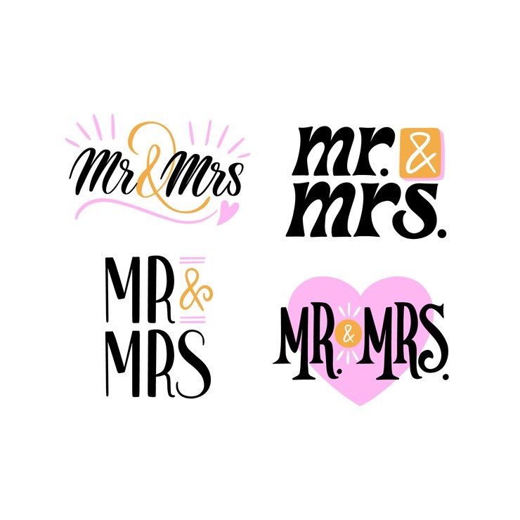 Vector gratuito diseño de letras mr y mrs dibujado a mano
