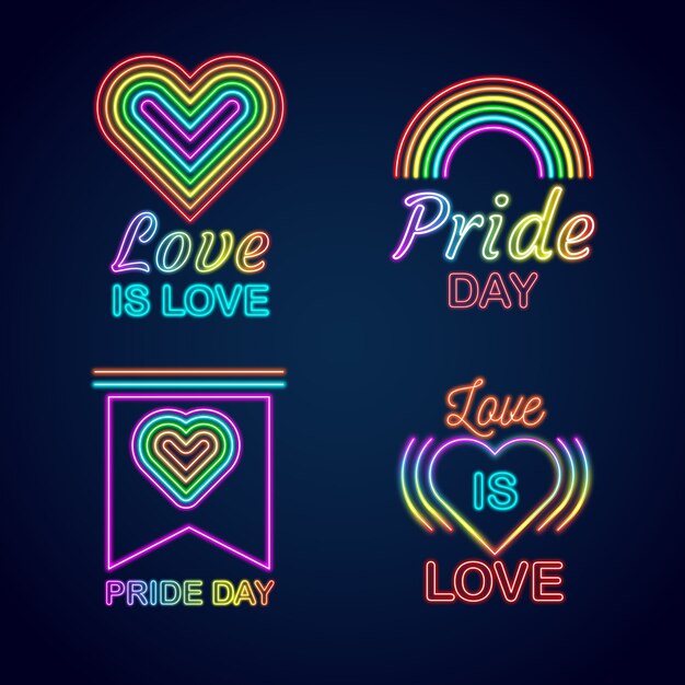 Diseño de letreros de neón del día del orgullo