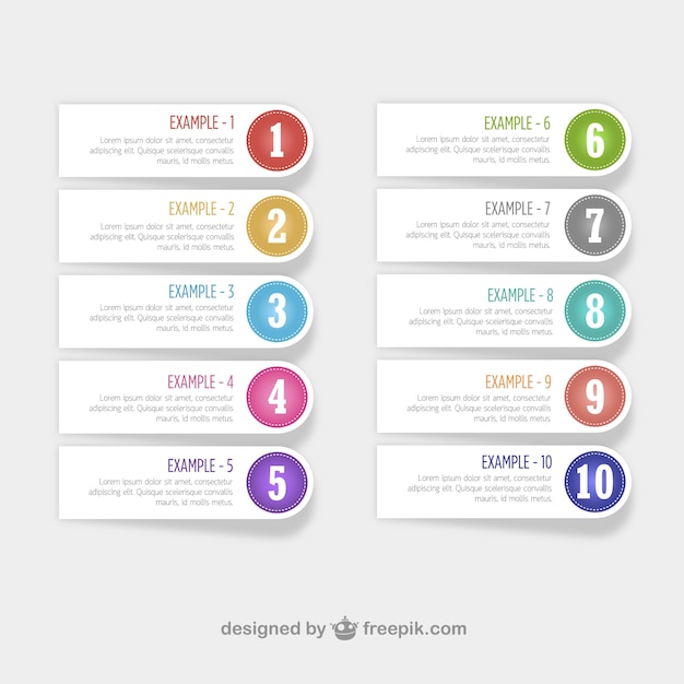 Diseño libre de etiquetas numeradas