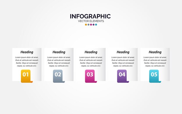 Diseño de línea delgada de infografía horizontal vectorial con iconos y 5 opciones o pasos Infografía horizontal para concepto de negocio Se puede utilizar para el diseño de flujo de trabajo de banner de presentaciones