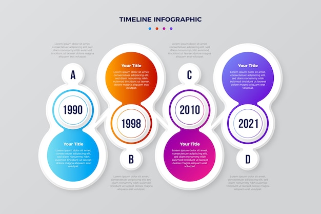 Diseño de línea de tiempo de infografía degradado