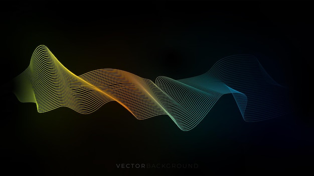 Diseño de línea de vector futurista de tecnología digital de fondo ondulado abstracto