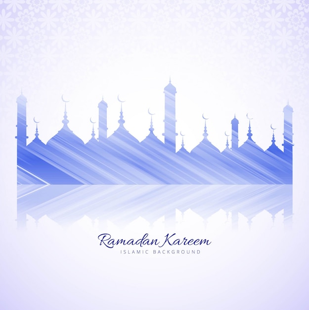 Diseño de líneas brillosos azules para ramadán kareem