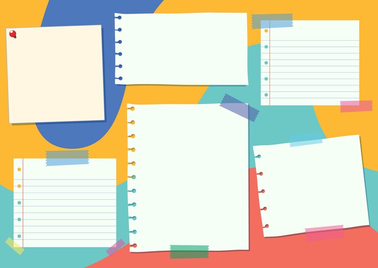Vector gratuito diseño de lista de tareas pendientes del tablero de notas de papel en blanco abstracto colorido