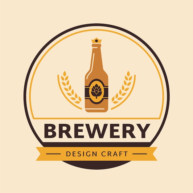 Diseño de logo de cervecería dibujado a mano