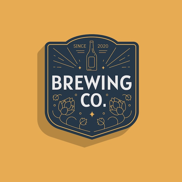 Vector gratuito diseño de logo de cervecería dibujado a mano