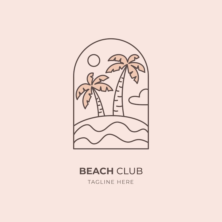 Vector gratuito diseño de logo de club de playa dibujado a mano