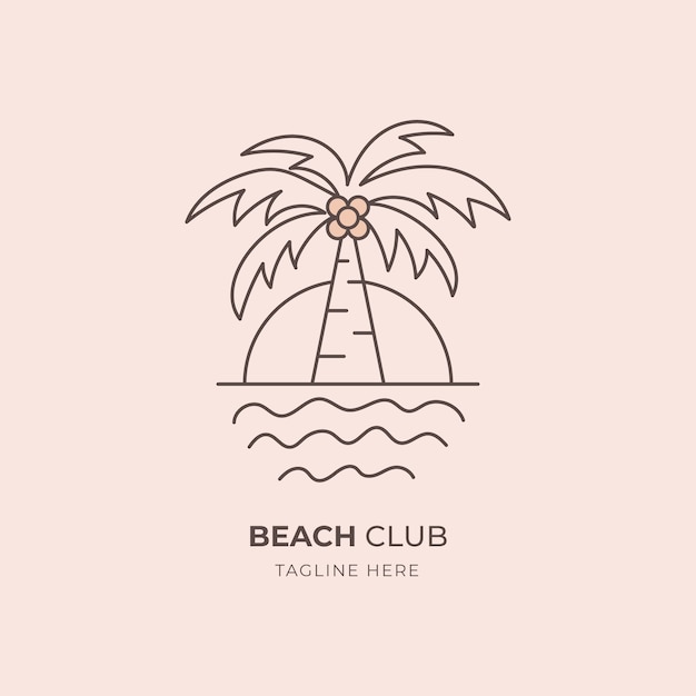 Vector gratuito diseño de logo de club de playa dibujado a mano