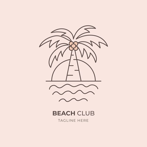Diseño de logo de club de playa dibujado a mano