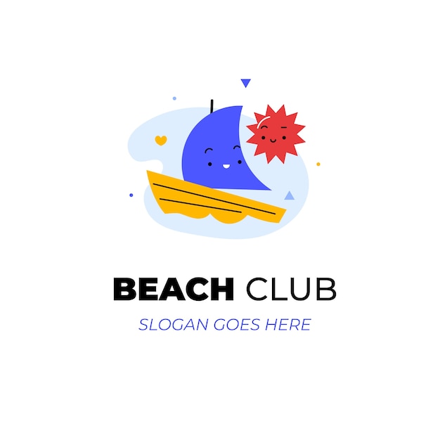 Vector gratuito diseño de logo de club de playa dibujado a mano