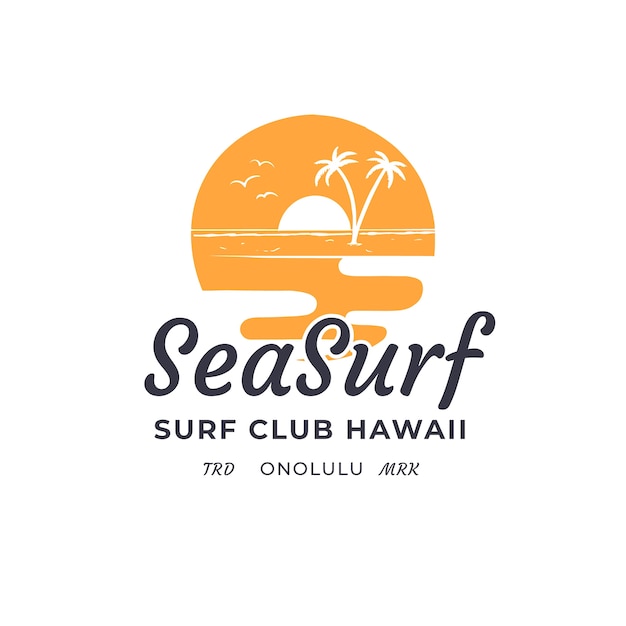Diseño de logo de club de playa dibujado a mano